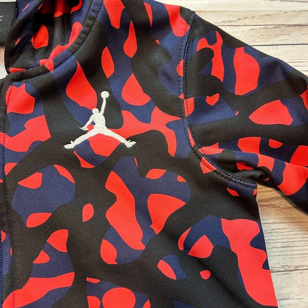 Nike Air Jordan Therma-Fit Zipper Hoodie Red Blue Black Jacket‎ Kids Med 5-6yr